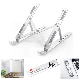 AMS technology 6 Adjustable Angles Aluminium Foldable Lightweight Laptop/Phone /Tablet Stand AMS Laptop Stand Laptop Stand-image-80