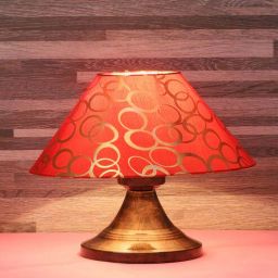 foziq Copper Metal & Cotton Red & Gold Colour Table Lamp-picture-16