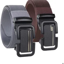 bpride Men Casual, Evening, Formal, Party Grey, Brown Nylon Belt image 1