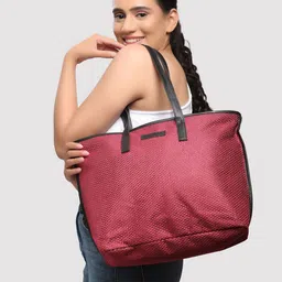 Caprese Maroon Textured Leather Shopper Shoulder Bag image 3