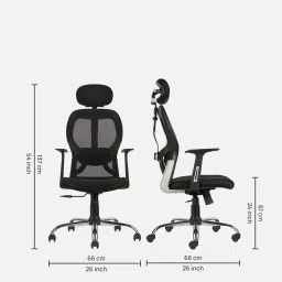 cellbell Tauras Lite Breathable MeshHigh Back Ergonomic Chair in Black Colour image 2