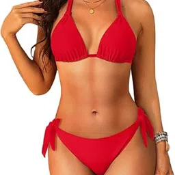 swibona Self Design Women Bikini Maroon Swimsuit-picture-28