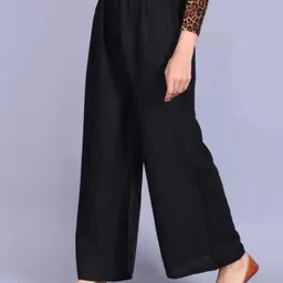 aaj Women Regular Fit Black Viscose Rayon Trousers-picture-11