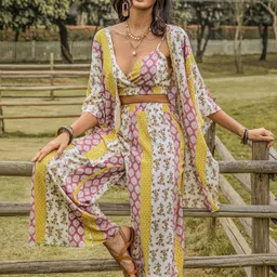 cool and casual Top Palazzos Co-ords Set with Shrug image 4
