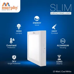 murphy LED 15W SLIM Round Surface Panal(Cool White, Pack of 2) Ceiling Light Ceiling Lamp image 2