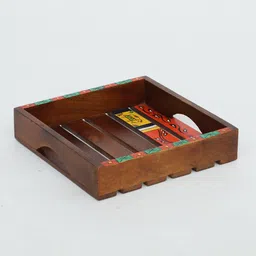 ons interior industry Mango Wood Serving Tray Set-Hand-Painted For Kitchen/Table & Home (Set Of 2 Trays) image 3