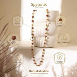 spyronix real treasure Om Rudraksha Mala – Channel Divine Vibration & Inner Strength Gold-plated Plated Brass, Rudraksha Necklace image 2