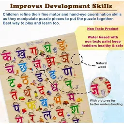 parteet Wooden Hindi Puzzle for Kids, Preschool Knob & Peg Learning Toy Ideal Gift image 3