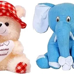 mhk ELEPHANT & BUTTER RED CAP Soft Stuffed Toy - 18 cm image 1