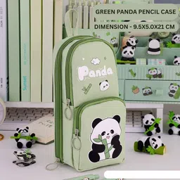 a r international Cute Panda Pencil Case with 3 Compartments for Kids | Stationery Organizer Pouch for School, Office & Cosmetic Use Art Polyester Pencil Box-picture-13