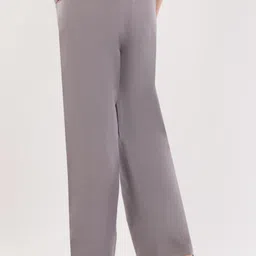 high-buy Women Loose Fit Grey Cotton Blend Trousers image 5