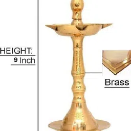 copperika Pure Brass Kerala Samai Diya 9Inc | Oil Lamps for Festival|Temple & Diwali Diya Brass (Pack of 2) Table Diya Set image 2