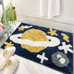 luxe home international Planet Abstract Microfibre 24x16 Inches Bath Mat image 1