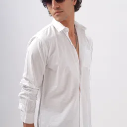 bs blue squad Men Slim Fit Solid Spread Collar Casual Shirt image 5