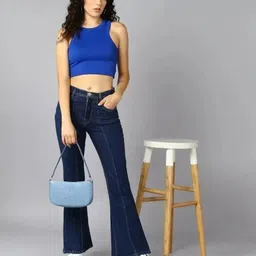 m moddy Women Boot-Leg High Rise Dark Blue Jeans image 3