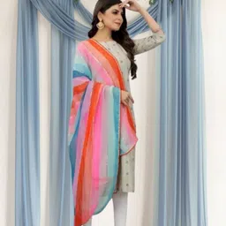 jayu Georgette Embroidered Multicolor Women Dupatta-picture-13