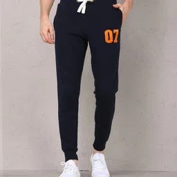 Solid Men Dark Blue Track Pants-image-79