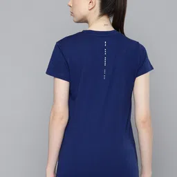 hrx by hrithik roshan Women Typography Round Neck Pure Cotton Navy Blue T-Shirt image 4