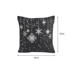 Grey Traditional Wool 16 x 16 Inches Cushion Cover by Ambbi Collections image 3