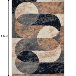 presto Blue Geometric Polyester 4 x 6 Feet Machine Made Carpet image 3