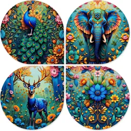 artvibes Nature Theme Wooden Wall Hanging For Bedroom & Living Room (WH_8425N) Pack of 4-picture-16