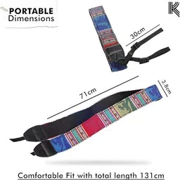 KRAPTICK Wolven Pattern Canvas Camera Neck Shoulder Strap Belt Compatible with All DSLR/SLR (Blue Stripe Pattern) Strap image 4