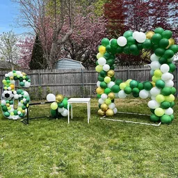 r g accessories Solid Green Golden White Balloons, Happy Birthday Banner Decoration Kit Pack Of 40 Balloon image 5