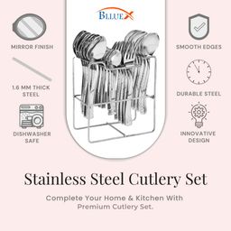 blluex Stainless Steel 24 Pcs Cutlery Set for Dining Spoons Disposable Stainless Steel Cutlery Set-picture-26
