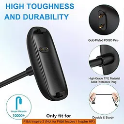 Ancestors Charger For Fitbit Inspire 2 & Fitbit Ace 3 USB Charging Dock 100cm - Black Charging Pad image 2