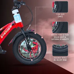 stryder Rexy 14T Kids Bicycle with Dino-Themed Design, Bottle Holder & Support Wheels | 14 T (inch) BMX Cycle image 5