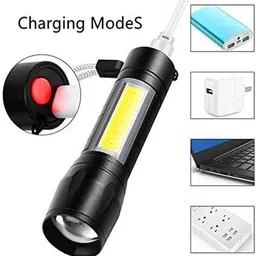 zapkart (Pack of 2) Mini Pocket Light Zoom COB USB Charging Led Water Proof TorchR-86 Torch image 2