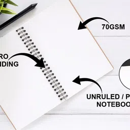 rlanyard wiro bound, A5 Notebook for Students and office use,Unruled\plain 300 Pages image 2