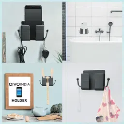 OIVO INDIA Wall Charger Phone Universal Hanging Stand Bracket (Grey & Blue, Combo of 4) Mobile Holder image 3