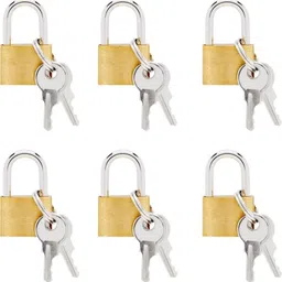 Premium Solid Imitation 20 mm Copper Mini Lock with 2 Additional keys 6pcs Lock-image-61