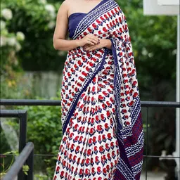 here&now Floral Print, Printed, Embellished Bollywood Pure Cotton Saree-picture-23