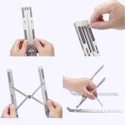 DADNSON laptop stand Aluminum Adjustable Portable Foldable Laptop Stand bol-Laptop Stand 55 Aluminium Floor and Desk Stand Rotatable Laptop Stand with Adjustable Height Compatible with Universal Laptops image 1