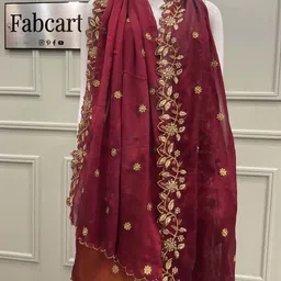 immy Chiffon Embroidered Maroon Women Dupatta-picture-43