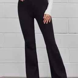 next one Women Flared Black Lycra Blend Trousers-picture-35