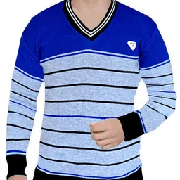 mf creation Men Striped V Neck Multicolor Sweater-picture-31