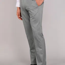 louis philippe Men Regular Fit Grey Polyester Trousers image 3