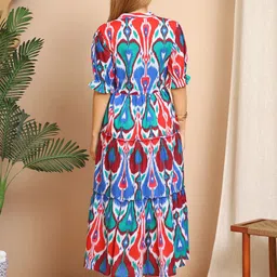 bluertone Women A-line Multicolor Midi/Calf Length Dress image 2