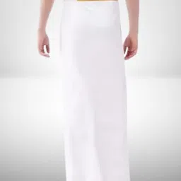 CHIKU CHERRY Jari Cotton White Solid Men Lungi Solid Men Dhoti image 2