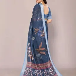 marabout Digital Print Bollywood Cotton Linen Saree image 2
