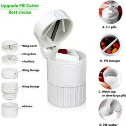 h&m store (Pack of 1) 3 in 1 Tablet/Pill Cutter Crusher & Pill Storage Box Portable Mini Pill Splitter Manual Pill cutter image 3