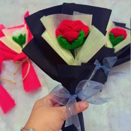 knotsngifts Handmade Crochet Rose Multicolor Rose Artificial Flower-picture-33