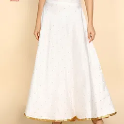 vtu enterprise Women Embellished Flared White, Gold Skirt-picture-14