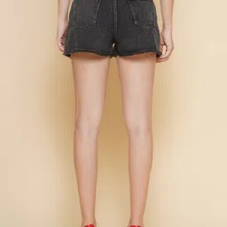 puella Solid Women Grey Denim Shorts image 2