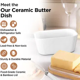 umai Ceramic Butter Dish With Lid & Knife Butter Dish Serving Set image 4