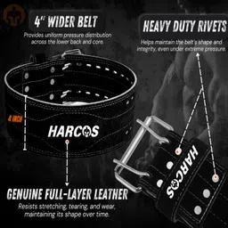 harcos Real Leather Power Lifting back Pain support & Squatting Fitness Weight no Tear Weight Lifting Belt image 4