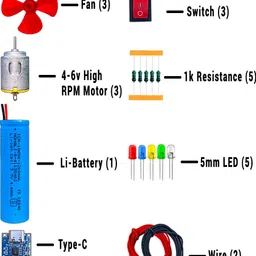 houseofcommon Li-Battery & DC Motor Science Project Kit(23 items)-EHK1901 Motor Control Electronic Hobby Kit image 2
